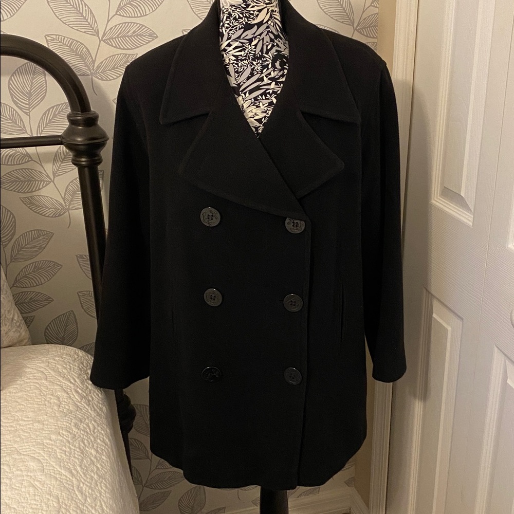 Vintage women’s black wool pea coat by J. Percy
